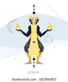 Zodiac signs Gemini. Vector illustration of the zodiac symbol. Vector illustration in flat style