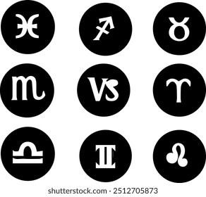 Zodiac signs - glyph icons - zodiac icons