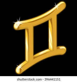 The zodiac signs of gold isolated on a black background. Vector illustration.