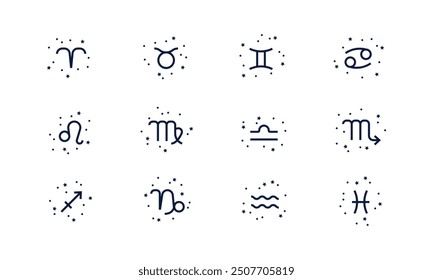 Signos del zodiaco. Iconos del Horóscopo. Ilustración vectorial