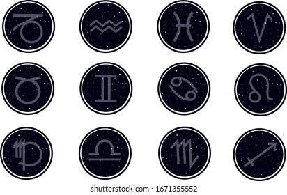 Zodiac Signs horoscope stars icon vector