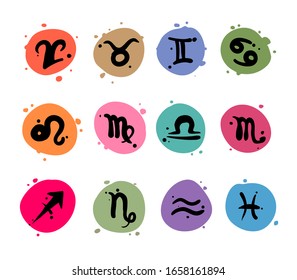zodiac signs, horoscope symbols, astrology icons ( collection  set )
