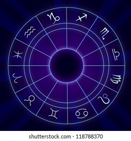 Zodiac Signs Horoscope - Vector illustration On Blue Background