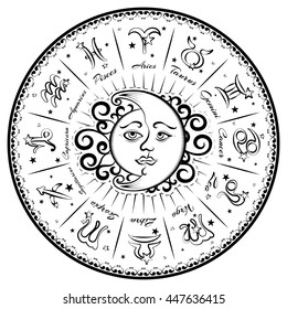 Zodiac signs, horoscope, vector illustration