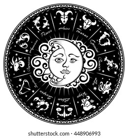 Zodiac signs, horoscope, vector illustration