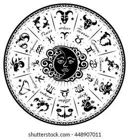 Zodiac signs, horoscope, vector illustration