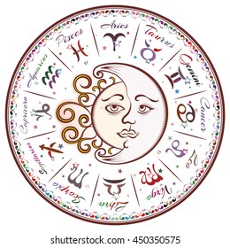 Zodiac signs, horoscope, vector illustration