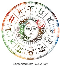 Zodiac signs, horoscope, vector illustration