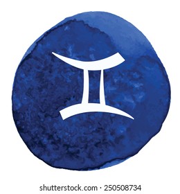Zodiac signs icon on space watercolor background. ,Capricorn, Ca