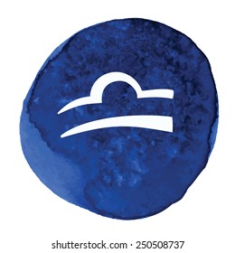 Zodiac signs icon on space watercolor background. Libra