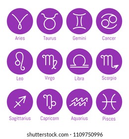 Zodiac Signs Icons Horoscope Symbols Set Stock Vector (Royalty Free ...