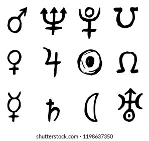 Zodiac signs icons, horoscope symbols set, vector illustration.  hand draw set  isolated on white