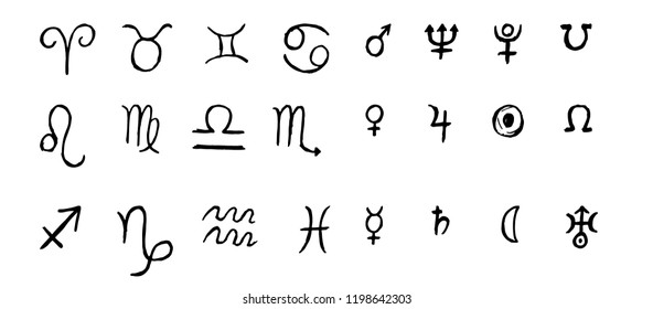 Zodiac signs icons, horoscope symbols set, vector illustration.  hand draw set  isolated on white