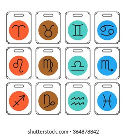 Zodiac signs icons for horoscopes, predictions