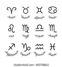 Zodiac Signs Icons Set, Astrological, Constellation, Western, Fortunetelling, Lifestyle