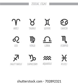 Zodiac signs icons - simple vector illustrations, editable