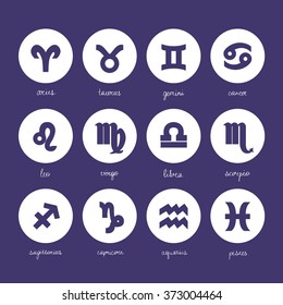 Zodiac signs icons. vector illustration