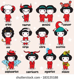 Zodiac signs illustration set
