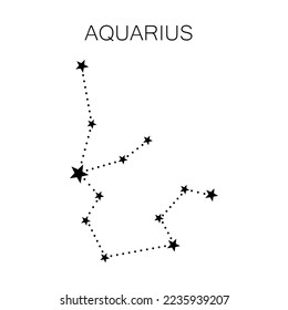 Zodiac signs isolated on white background. Constellation of Aquarius
