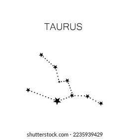 Zodiac signs isolated on white background. Constellation of Taurus