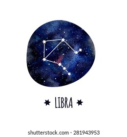 Zodiac signs Libra. Vector watercolor illustration.