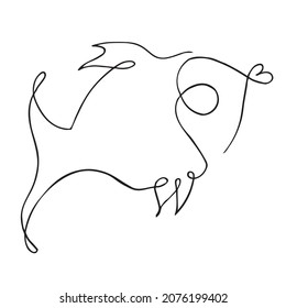 Zodiac signs in line art. Pisces continuous one line