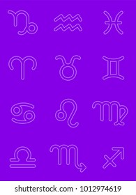 Zodiac signs. Line icons set. Vector illustration.
