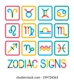 Zodiac signs. Modern color icons.