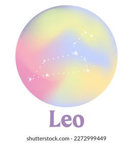 zodiac signs on a holographic gradient background. Astrological horoscope. Leo. Srock vector illustration