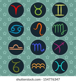 Zodiac signs on seamless stars