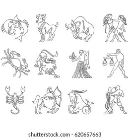 zodiac signs on a white background