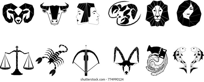 zodiac signs on white isolated background