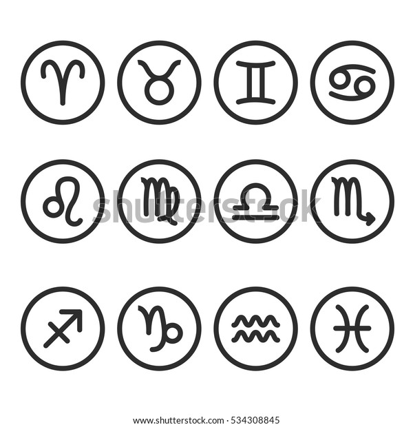 Zodiac Signs Outline Design Collection Vector Stock Vector (Royalty ...