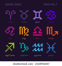 Zodiac Signs Pack Pixel Art Illustration