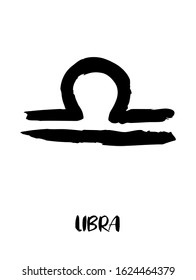Zodiac signs painted with a black brush, Chinese brush painting. Calligraphy. Vector illustration. Good for home decorating or printing for various requirements. Libra