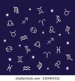 Zodiac signs pattern, horoscope background