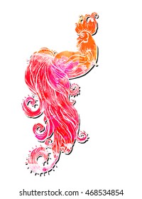 Zodiac Signs of Rooster. Chinese New year 2017 beautiful illustration ornament feather. Coloring book for adults. Cock vector