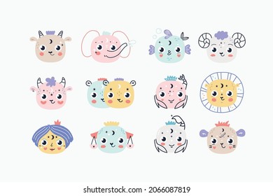 Zodiac signs in Scandinavian style children's illustration
