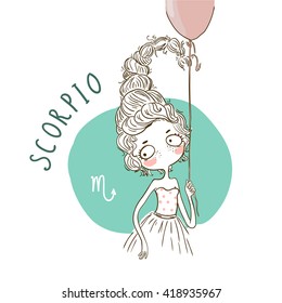 Zodiac signs Scorpio. Vector illustration of the girl.