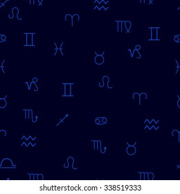 Zodiac signs seamless pattern background. Horoscope. Vector illustration.