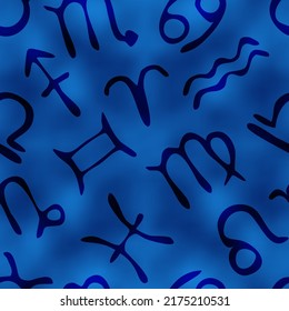 Zodiac signs, seamless pattern, hand drawn, vector design