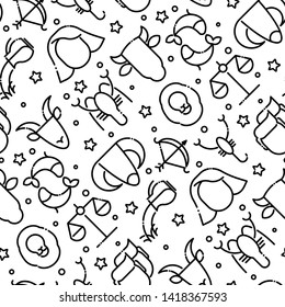 Zodiac signs seamless pattern with thin line icons for banner with horoscope, web site or background. Vector illustration.