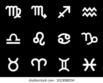 Icon Set All Zodiac Signs Gray Stock Vector (Royalty Free) 708529609