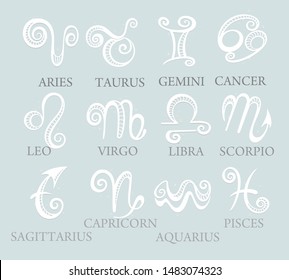 Zodiac signs set . Astrology horoscope. Astrological calendar collection