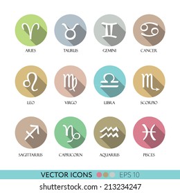 Zodiac Signs Set - flat icons