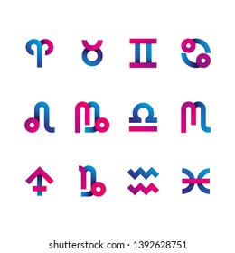 Zodiac signs. Set of horoscope symbols