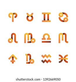 Zodiac signs. Set of horoscope symbols