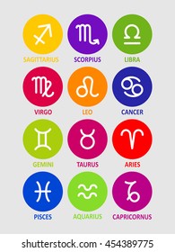 Zodiac signs. Set of icons. Astrology. Vector illustration
