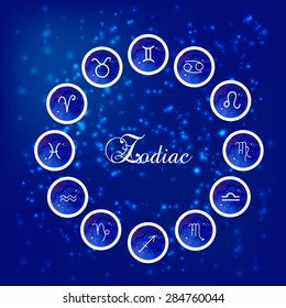 Zodiac signs. Set of zodiac icons. Vector illustration