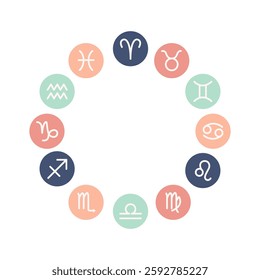 Zodiac signs set. Isolated horoscope zodiac symbols : Aries, Taurus, Gemini, Cancer, Leo, Virgo, Libra, Scorpio, Sagittarius, Capricorn, Aquarius, and Pisces. Zodiac astrology vector illustration.